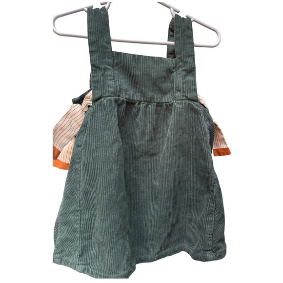 Zara Kids Green Corduroy Overalls Dress 18-24M - Picture 2 of 6
